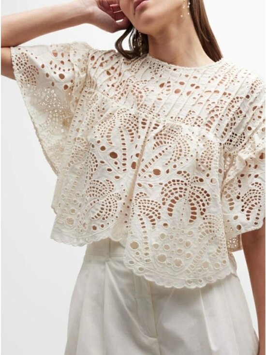 FARM Rio Tops - Farm Rio NEW $185 Palm Tree Richelieu Lace Blouse Medium